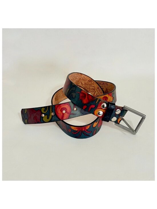 Unisex JON WYE Leather Floral Belt Western Retro Made in USA Men‎ Women 46.5\